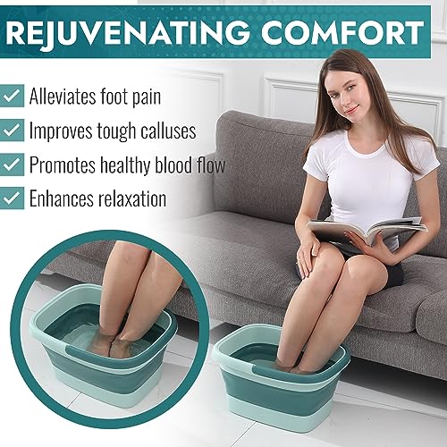 Collapsible Foot Soaking Tub Foldable Foot Bath Soak Tub Basin for Home Spa - color: Green & Blue