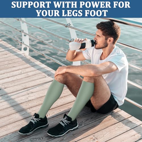 FEYHAY Copper Compression Socks (3 Pairs) 15-20 mmHg Circulation is Best Athletic & Daily for Men & Women, Running, Climbing - color: 22 Gradient Green, size: Large-X-Large
