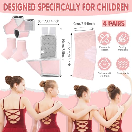 Tarpop 2 Pairs Kids Ankle Brace, Compression Sleeves, L+M, Pale Pink - color: Pale Pink, size: Medium,Large
