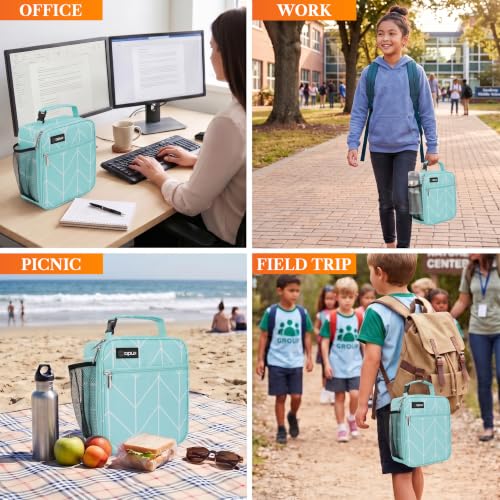 opux Insulated Lunch Box Kids & Adults, Leakproof Soft Cooler Bag, Teal - color: Teal
