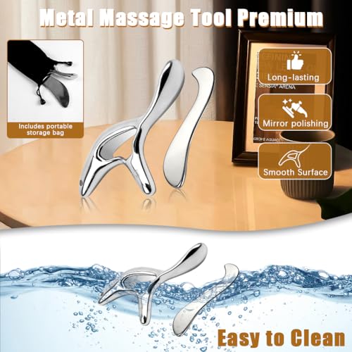 zxbaers 2PCS Trigger Point Massage Tool, Body Scraper Massage Tool, Stainless Steel Body Gua Sha Tool for Deep Tissue Pain Relief & Fascia Release