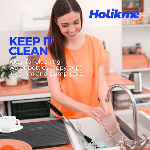 Holikme 4 Pack Bottle Brush 14" Stainless Steel Straw Cleaner Brush,Blue - color: White