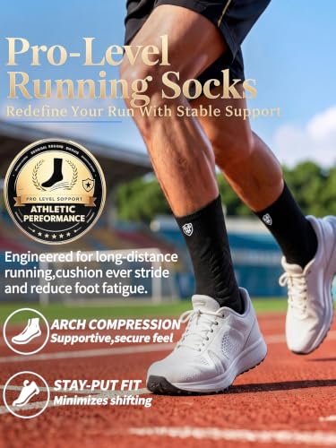 Compression Crew Socks for Men, White Running Socks,15-20 mmHg,3 Pairs - color: 3 Black, size: Large