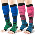 Toeless Compression Socks 15-20 mmHg, 2 Pairs open toe Knee High Support - color: G-dense Line, size: Small-Medium