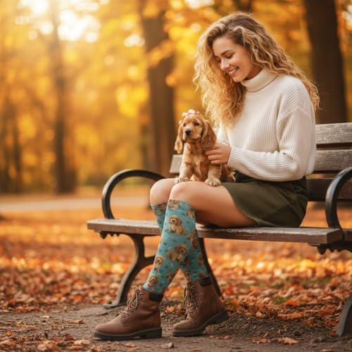 Cute Dog Compression Socks Women Men, Dog Lover Gift - color: Cocker Spaniel