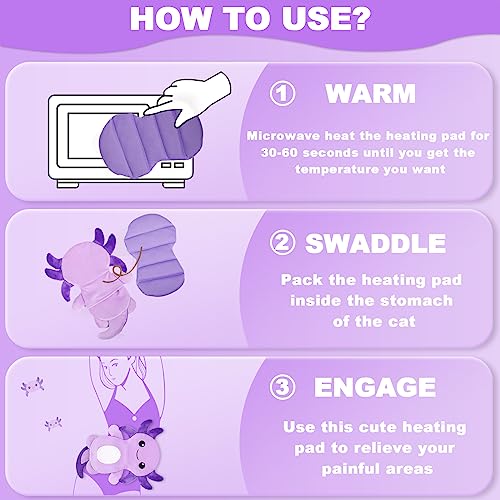 Microwave Heating Pad for Period Cramps Pain Relief, 16×12", Purple Axolotl - size: Purple Axolotl