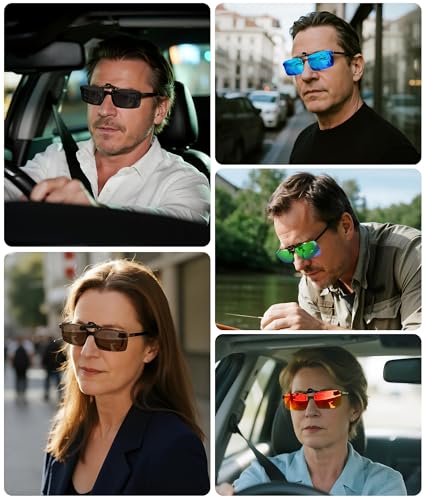 MEETSUN Polarized Clip On Sunglasses for Men Women, Fit Over Glasses - color: 3pack-black*3