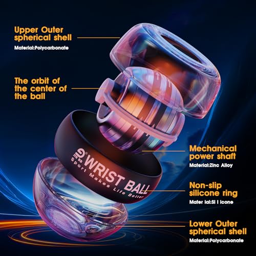 JIN BD Auto Start Wrist Ball，Gyro Ball Trainer，Wrist Exerciser，Gyroscopic - color: Black