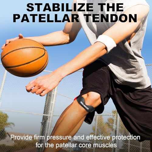 Healrecux Silicone Patellar Tendon Support Strap, Adjustable Non-Slip Patella Band Stabilizer Knee Brace for Jumpers Knee, Tendonitis, Basketball, Volleyball, Squats, Gray