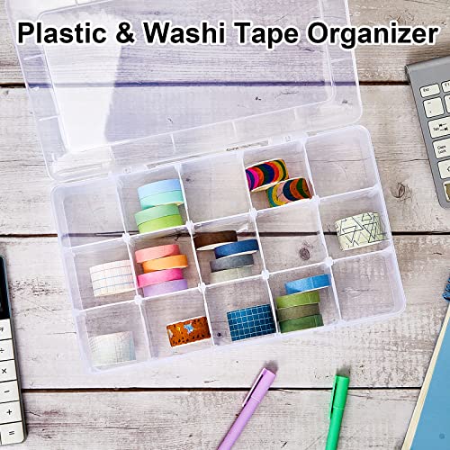 Fuutreo 7 Pcs 15 Grids Clear Plastic Bead Organizer with Dividers