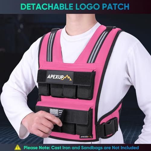 APEXUP Weighted Vest Men, Adjustable Weight Vest for Running - color: Pink, size: With Weights-40lbs