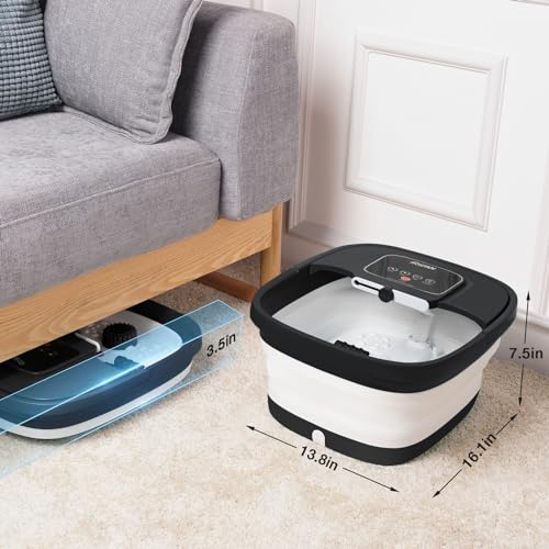 HOSPAN Collapsible Foot Spa, Foot Bath Massager with Heat, Bubble & Massage - color: Black