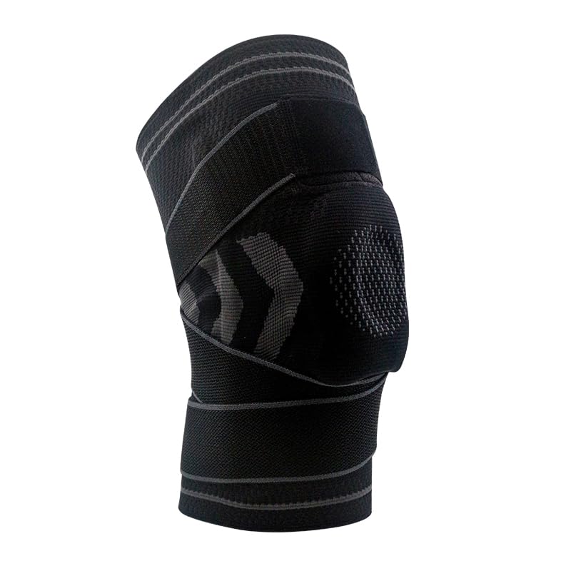 Knee Brace with Adjustable Straps for Knee Pain Relief, Compression Knee Support with Patella Pad for Meniscus Tear, ACL & Joint Stability, Breathable Knee Brace for Running, Gym, Workout & Sports (M/L/XL)
