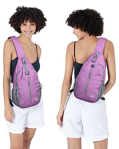 WATERFLY Crossbody Sling Backpack Sling Bag Travel Hiking Daypack - color: Purple(other Style)