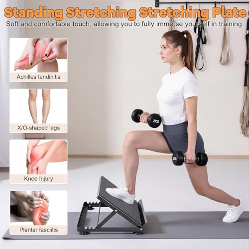 Slant Board Calf Stretcher, 660lbs Capacity Adjustable Incline Board for Plantar Fasciitis Achilles Tendonitis, Non-Slip Surface for Squat & Balance Training