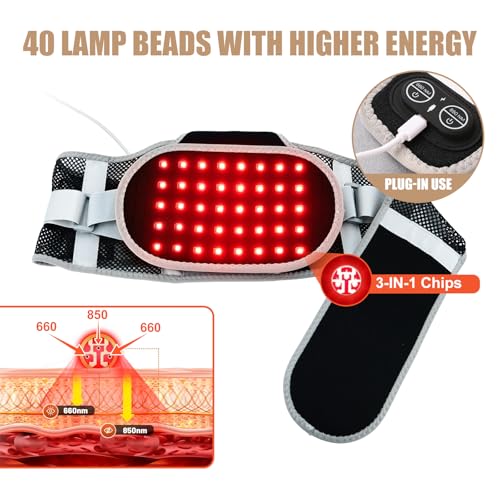 Red-Light-Therapy Belt Infrared-Light Heating Device Wrap for Back Waist 660nm&850nm(No Battery)