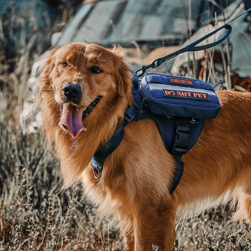 OneTigris Tactical Dog Harness with Handle No-Pull Adjustable for Small Dog - color: Blue, size: Small