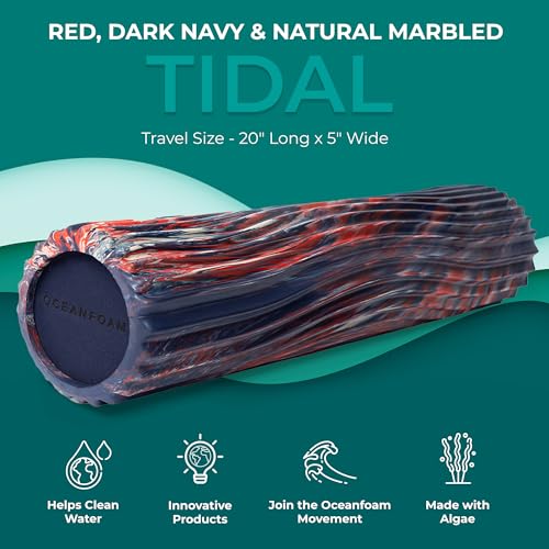 Oceanfoam Tidal Exercise Foam Roller (Red, Dark Navy & Natural Marbled) - color: Red, Dark Navy & Natural Marbled