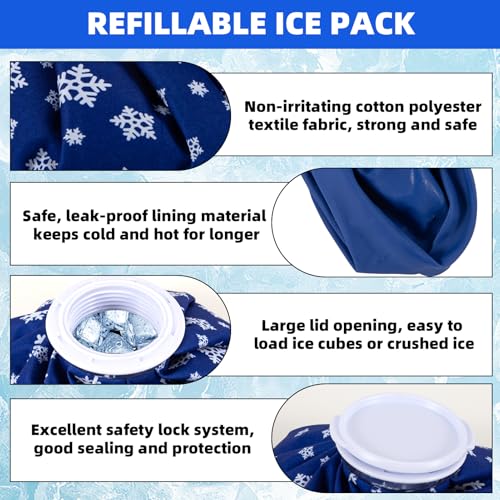 Ice Bags for Injuries Pain Relief, Elastic Breathable Reusable Ice Pack for Hot & Cold Therapies, No-Leak Ice Pack Bag Can Relieve Headaches, Migraines, Sports Injuries Swelling Pain, 3 Sizes