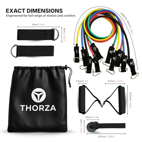 Thorza 11-Piece Tube Resistance Bands Set, Full Body Strength Training