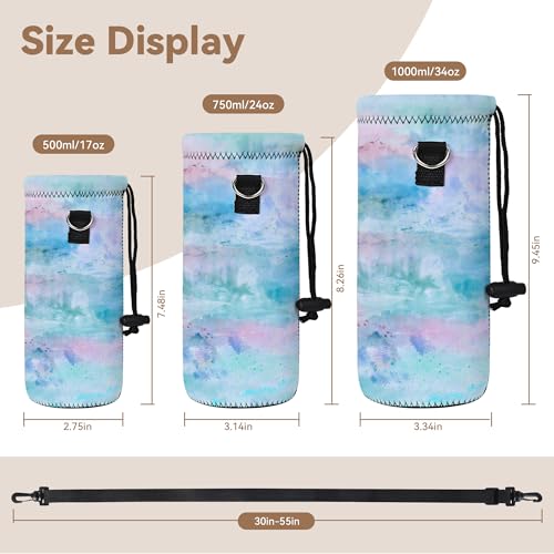 RICHEN Neoprene Water Bottle Carrier Bag with Adjustable Shoulder Strap,Insulated Water Bottle Cover for Stainless Steel/Glass/Plastic Bottles - color: BC-58, size: 500ml