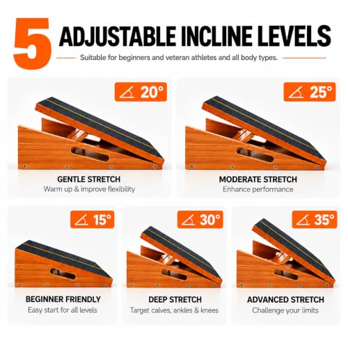 16" Wide Slant Board for Exercise, Calf Stretch Board, 500 lbs Capacity - size: Large Wide Slant Board (18”L × 16”W)