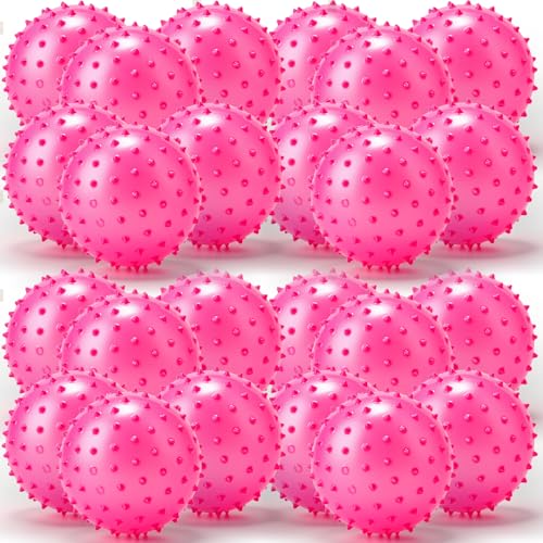 Jerify Knobby Balls Spiky Sensory Bouncy Balls Bulk - color: Pink