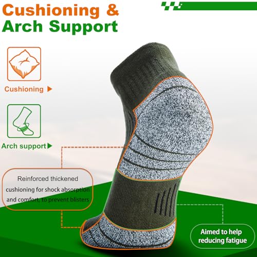 Compression Ankle Socks - Cozy Cushioned Hiking Running for Men Women - Thick Warm Durable - color: Green, size: X-Large