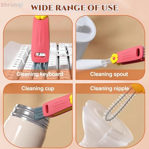 3 in 1 Bottle Cleaning Brush Set, Multifunction Silicone Cup Lid Gap Cleaner, Home Kitchen Crevice Cleaning Tools, Cute Colorful Rabbit，3 Pcs - color: 3 Pcs Colorful Rabbit