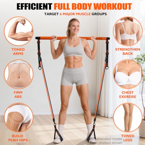 KUTIZE Pilates Bar Kit with Resistance Bands, Pilates Equipment, Multifunctional Pilates Bar for Women & Men, Pilates kit for Hip, Back, Arm, Full-Body Workouts, Home Gym Strength Training Equipment - style: Black