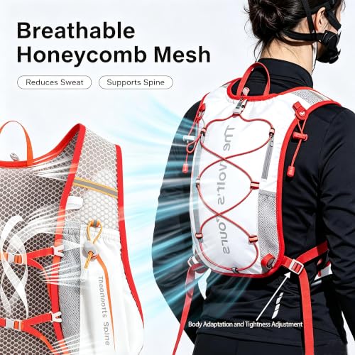 Lightweight Running Hydration Vest 2L Water Bladder for Women Men - color: White with Red, size: Vest Only (No Bladder)