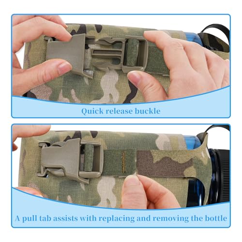 Water Bottle Pouch Molle,Water Bottle Holder with Quick Release Buckle for 32oz Water Bottle,Water Bottle Carrier for Backpack Belt Vest - color: CP
