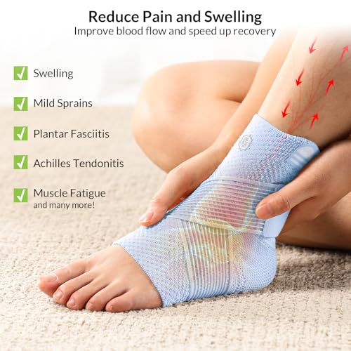 ZOELION Ankle Brace Compression Support with Removable Fishnet Strap, 3D Knit Plantar Fasciitis Relief Achilles Tendonitis Brace, Ankle Compression Sleeve for Pain Relief & Injury Healing, Blue/S - color: Blue（Pack of 1）