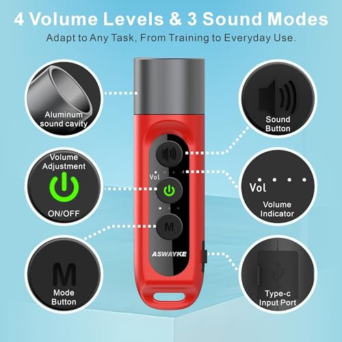 Electronic Whistle Highest IPX5 Maximum Sound 125db Battery 1000mAh Blue for Coaches Teacher, Sports Whistle - color: Red