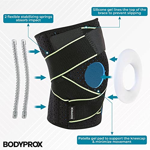 Bodyprox Knee Brace with Side Stabilizers & Patella Gel Pads for Knee Support - size: X-Large