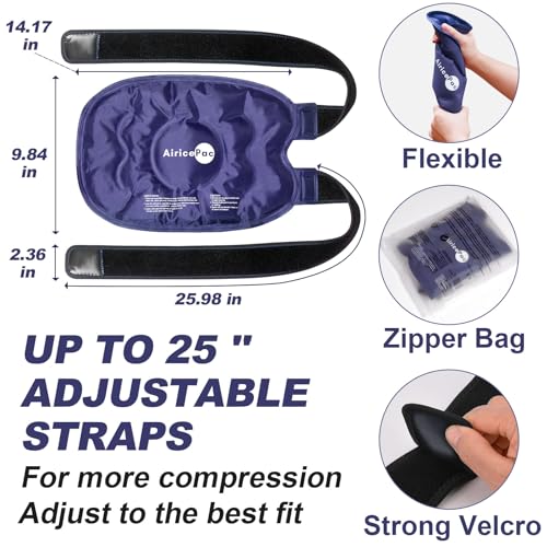 AiricePac Ice Pack for Knee Pain Relief, Reusable Gel Ice Wrap for Injuries, Swelling, Knee Replacement Surgery, Cold Compress Therapy for Arthritis, Meniscus Tear and ACL, Blue - style: BLUE 1 PACK