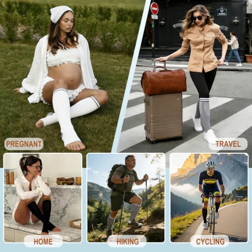 CTHH Toeless Compression Socks for Women & Men Open Toe Knee High Stocking - color: Black/Brown, size: Small-Medium
