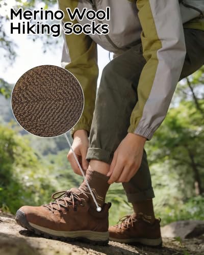 iCamter 5 Pairs Merino Wool Hiking Socks for Women Men - color: Black Dark Brown Light Brown Apricot Cream, size: 5-9