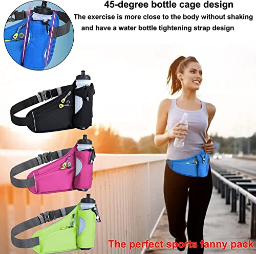 Running Waist Pack Can Hold Water Bottles,Outdoor Sport Hiking Waist Pack Bag for Men Women Travel Cycling Dog Walking(Bottle Not Included) (Blue) - color: Blue