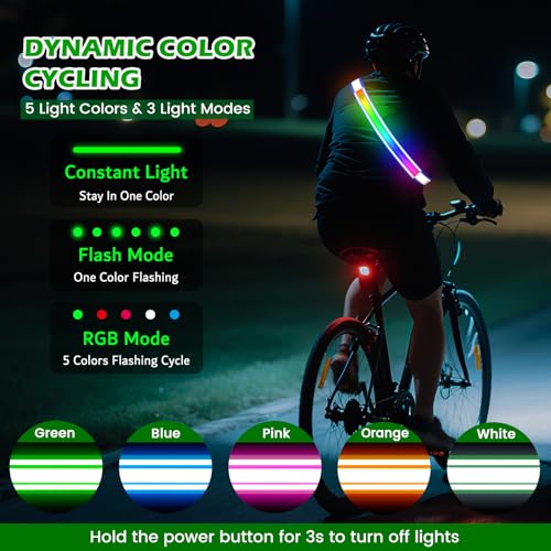 LED Reflective Belt Sash, High Visibility 5 Color 3 Light Mode Rechargeable LED Waistband Reflective Running Gear, Light Up Waist Belt Safety Gear for Running Walking Cycling at Night - color: Blue