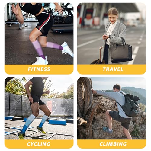 fenglaoda 3 Pairs Compression Socks for Women & Men Knee High Nurse Pregnant Cute Medical Running Travel Athletic - color: 00-3pairs-05, size: Small-Medium