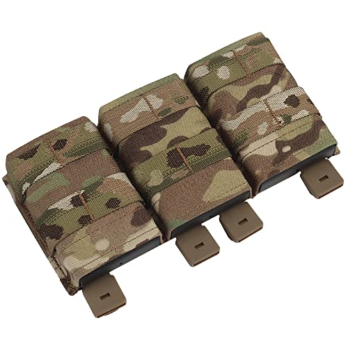 Triple Molle Mag Pouch 5.56 Tactical Open Top Magazine Holder Carrier with Quick Release Magazine Pouch Insert - color: CP