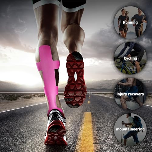 KTQUICK Precut Kinesiology Tape for Achilles Tendon,12PCS,20% Stronger,Pink - color: Pink