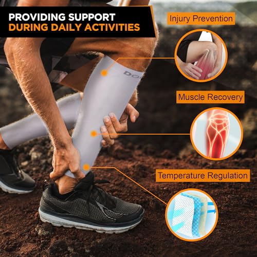 Doc Miller Calf Compression Sleeves 30-40 mmHg for Men & Women, 1 Pair - color: Gray, size: Large