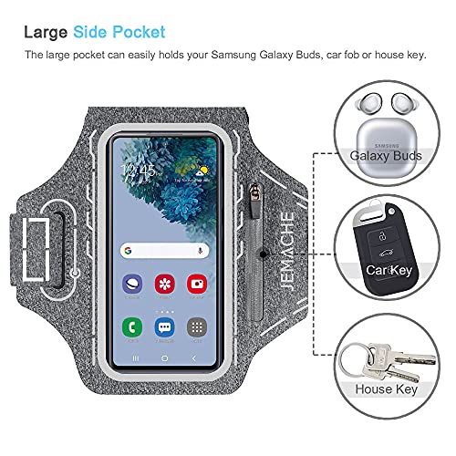 Armband for Samsung Galaxy S26 S25 S24 S23 S22 Ultra/Plus/FE, Gym Running Workouts Arm Band with Earbuds Holder (Grey) - color: Grey