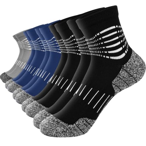 IRAMY Ankle Compression Socks for Men Plantar Fasciitis Relief 3/5 Pairs - color: N‑black+d Blue+grey(5 Pairs), size: Small
