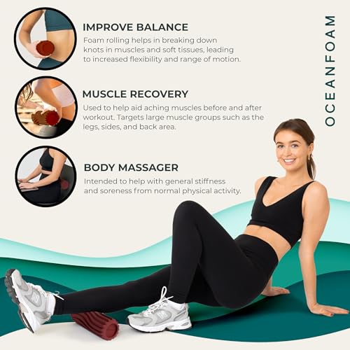 Oceanfoam Ripple Roller - Small Foam Roller for Physical Therapy (Maroon) - color: Maroon