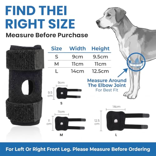 Dog Elbow Protector for Front & Rear Legs Breathable Dog Knee Brace with Adjustable Straps, Hock Joint Support for ACL CCL Tear, Arthritis, Sprain, Post-Surgery Recovery, Anti-Licking (M) - size: M