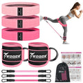 WOQQW Ankle Resistance Bands with Cuffs & Booty Bands Set for Legs & Glutes - color: Pink