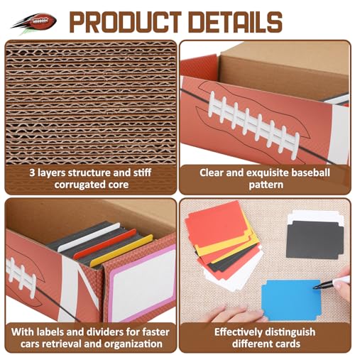 AmazingSpark 6 Pack 3, 600 Counts Football Trading Card Storage Box Sports Game Cardboard Collector Boxes Storage Box with Dividers, Collection Organizer for Football Baseball Sports Cards